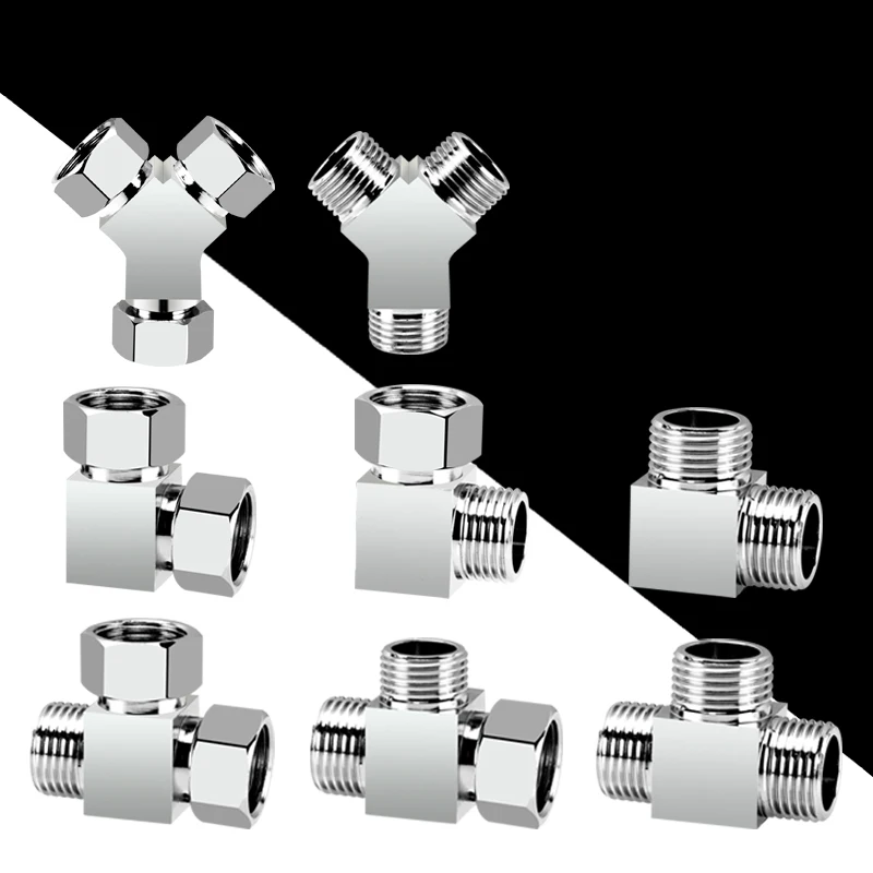 1/2 Inch Brass Plating Three Way Splitter Quick Connector Tee Elbow Straight Joint Live Connection Fitting For Garden Irrigation