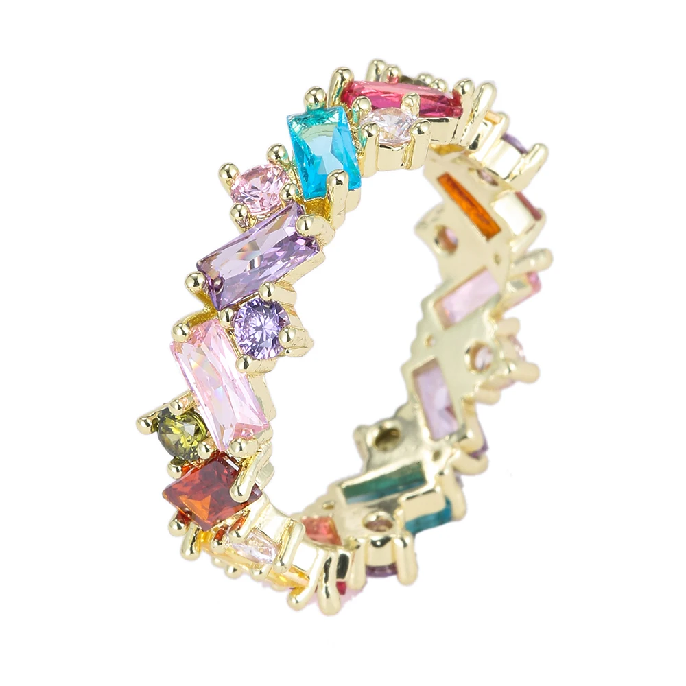 

Bettyue Modern Style Fashion Party Classic Circle Shape Design Ring With Colorful Zircoina Decoraion For Female Fancy Gift