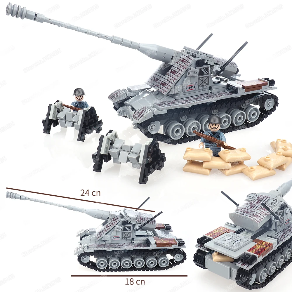 Military Emir Kranvagn Heavy Tank Building Block Assemble Moc WW2 Figures King Of Mountains Weapons Model Children Gift Boy Toys