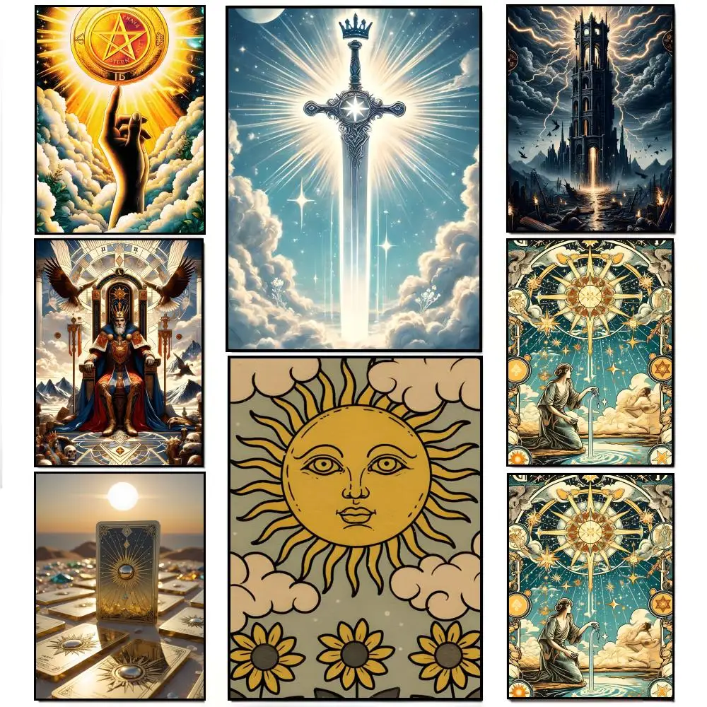 Affiche de jeu de cartes de tarot Handsome Destiny Scene, autocollant mural HD imperméable, décoration pour bar, salon, cadeau