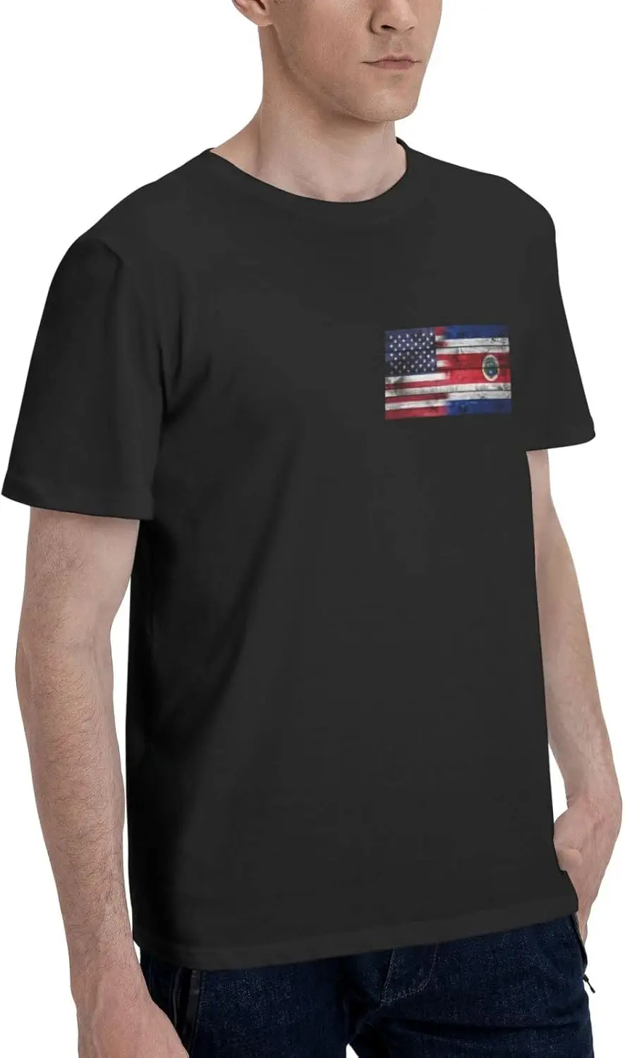 Us Costa Rica America Flag T Shirt Men's Short Sleeve Tops