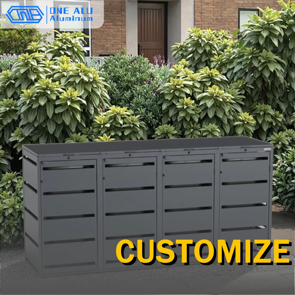 

Double-Door Waterproof Aluminum Trash Can Cover Outdoor Storage Garbage Bin Shed Box Steel Storage Bucket for Public Use Garden