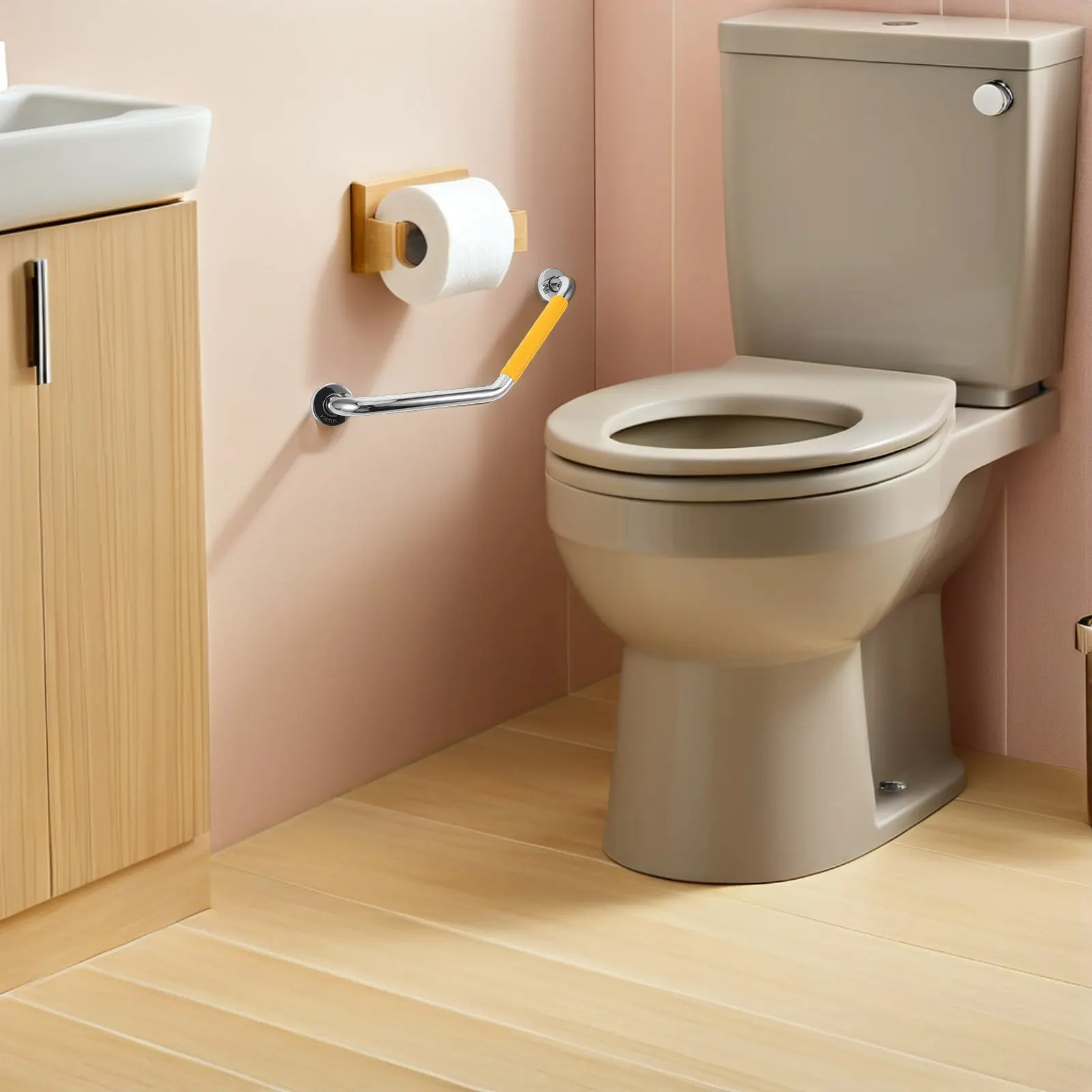 

Stainless Steel Bathroom Safety Handrail 28Cm Bent Grab Bar Anti Slip Shower Handle Handicap Grab Bars for Seniors Bathroom