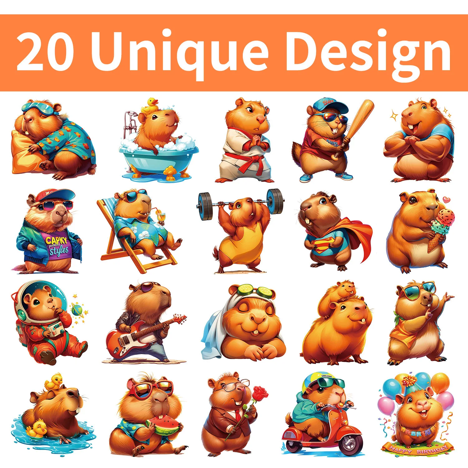 Original Capybara Sticker DIY Hand Account Materials Student Notebook Children Stationery Desktop Decorative Tape Small Gift