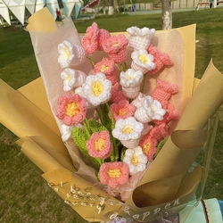 Knitted Flower Bell Orchid Crochet Convallaria Artificial Flowers for Bouquet Wedding Party Decor Mother's Day Flowers DIY Gifts