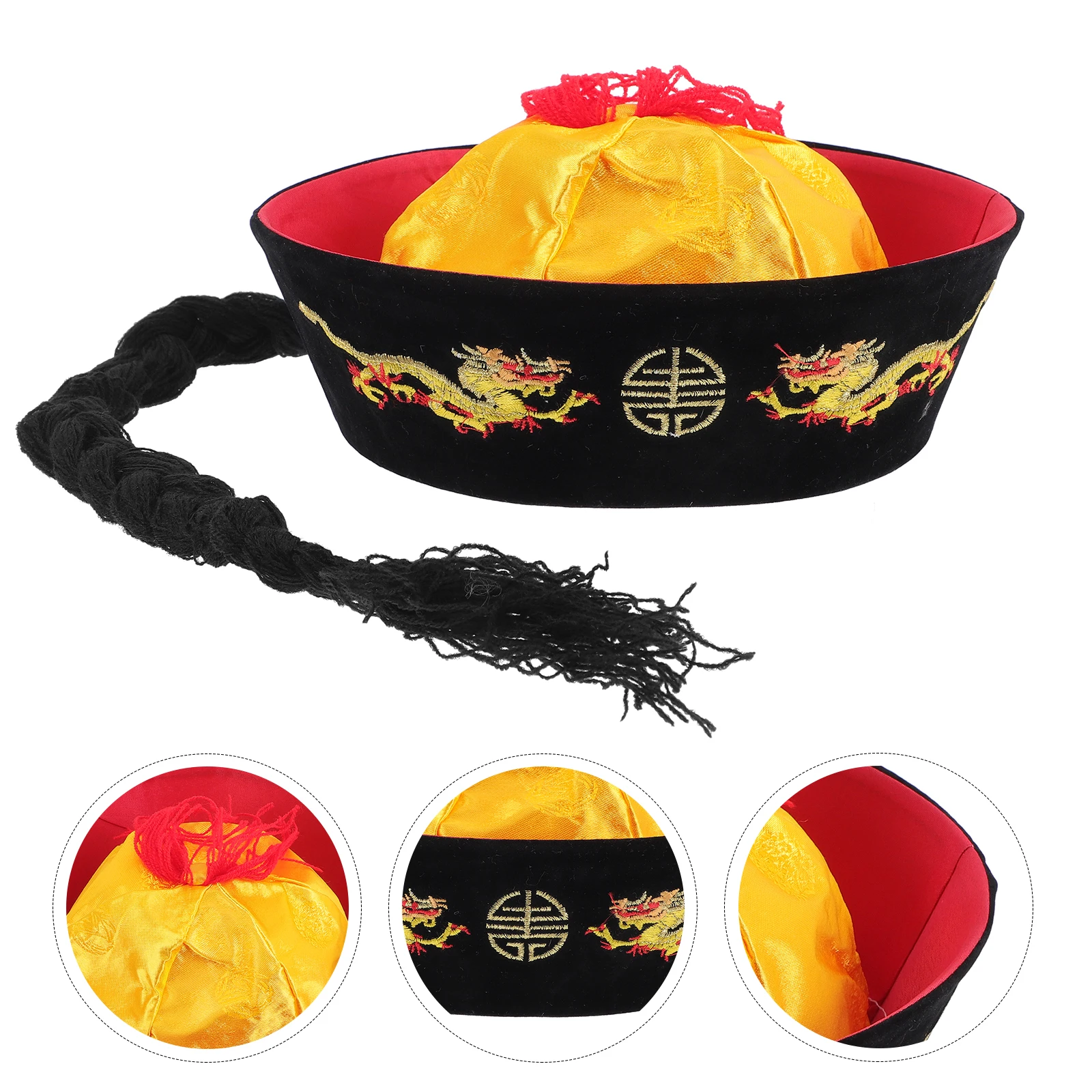 

Black Oriental Chinese Ancient Hats Lightweight Woolen Cosplay Prop Party Festive Headgear Retro Style Traditional