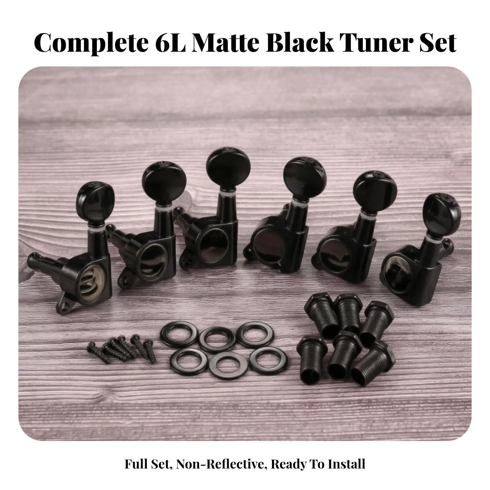 Black Metal Guitar Tuning Pegs Six Pieces for Left Notched Headstock Acoustic Folk Instruments