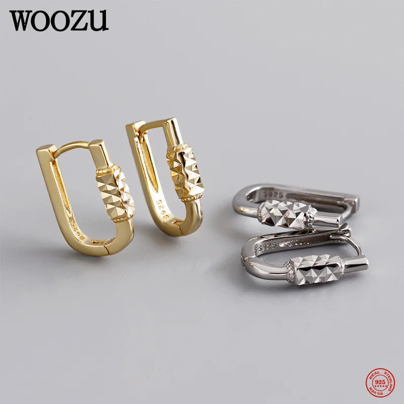

Женские винтажные серьги-кольца WOOZU, круглые U-образные серьги из стерлингового серебра 100% пробы, аксессуары для пар
