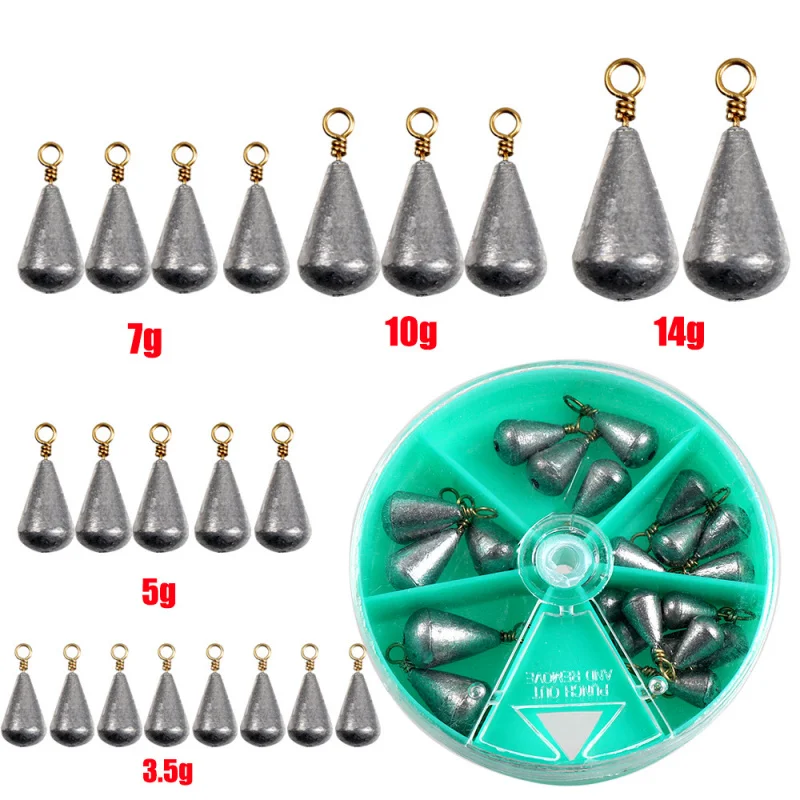 21PCSBoxed olive-shaped lead sinkers for long-distance casting fishing rods, water drop lead sinkers, small accessories for fish view 6