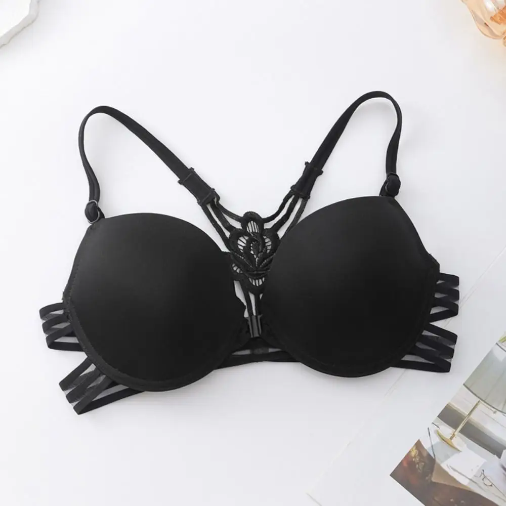 Fashion Front Button Lace Bra Women 3/4Cup Beautiful Back Seamless Bra Intimates Underwear Wireless Deep V Bra Beach Underbra