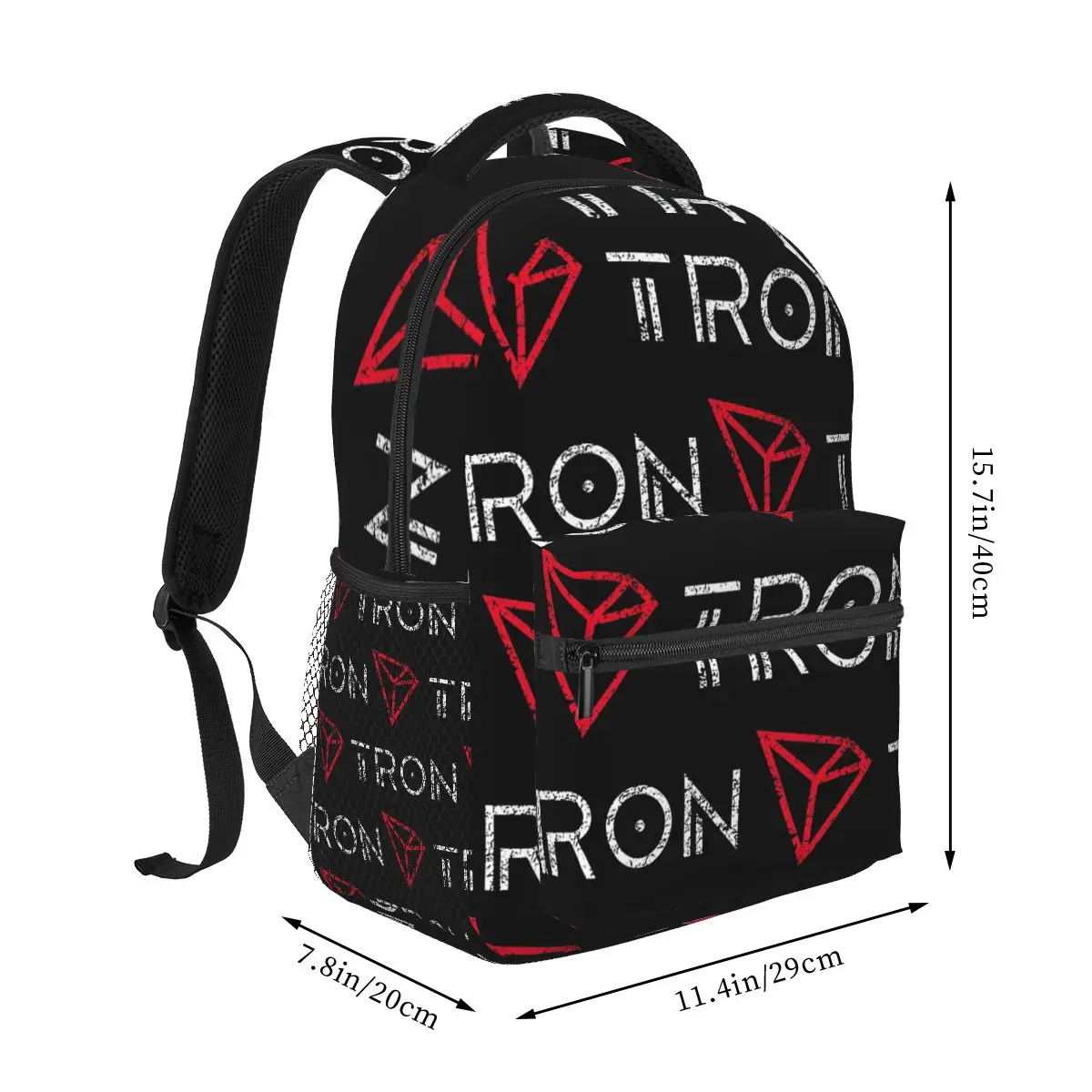 Tron TRX Distressed Crypto Trader Logo Backpack Hot Sale Daypack Large Capacity BookBag School Bag Shoulder Bags for Men Women
