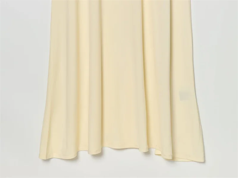 Women's Dress 2026 Summer New Style Solid Color Short Sleeve Ruffle Decor Midi Maxi Dress Elegant and Gentle Romantic