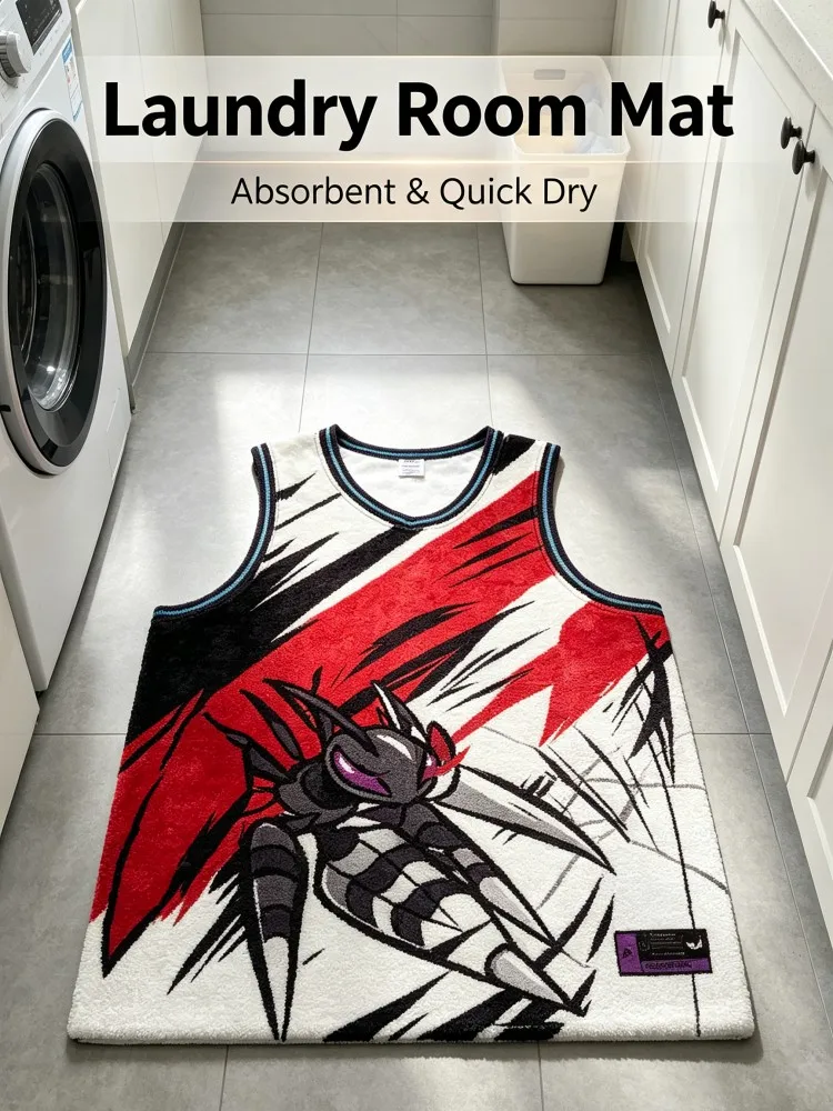 Creative Jersey‑Shaped Floor Mat Soft Flannel Non‑Slip Doormat Cool Cartoon Insect Design Area Rug for Bedroom Entrance Gaming R