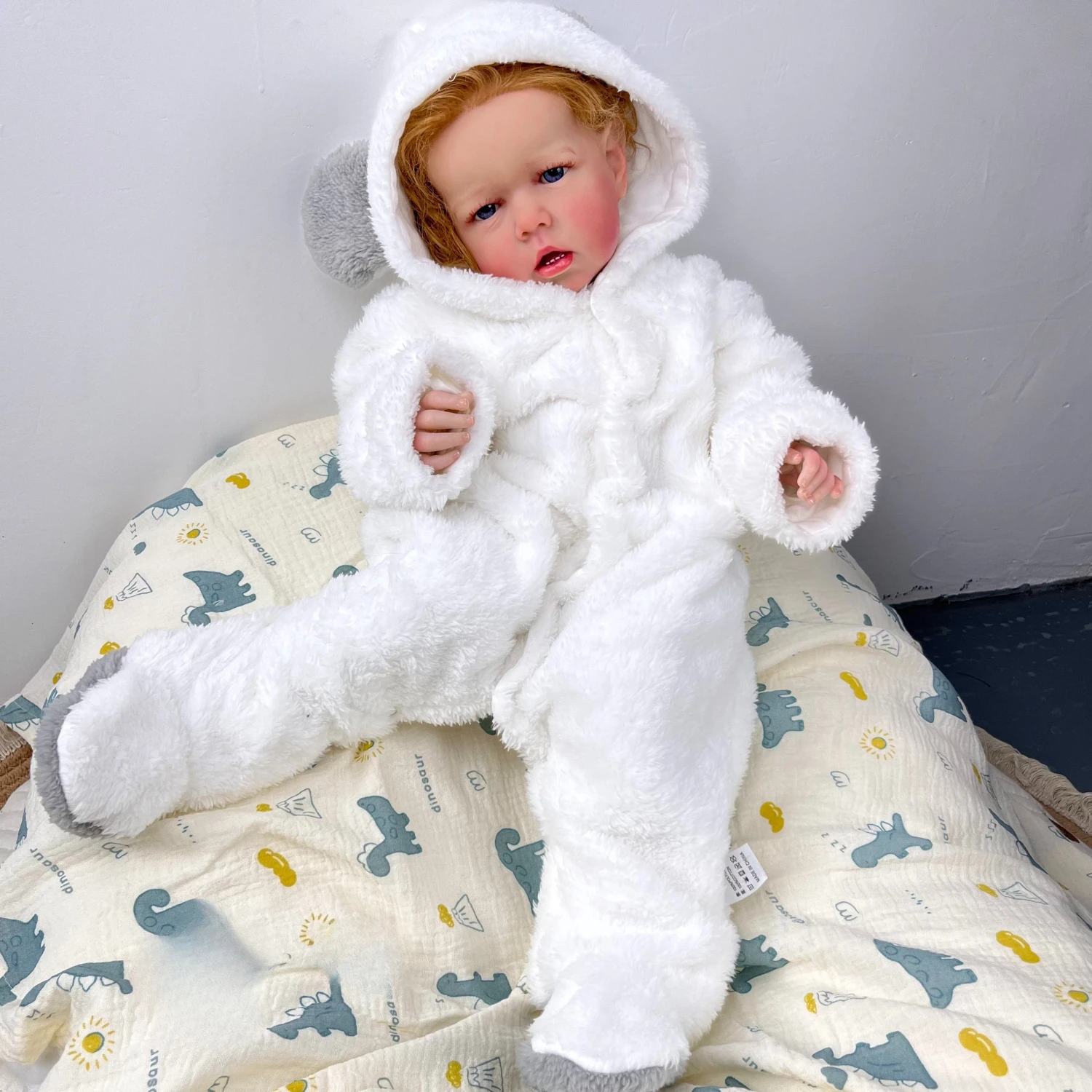 BZDOLL 55 cm Reborn-Babypuppe aus weichem Vinyl mit 3D-bemalter Haut, handbemalt, 22 Zoll, Stoffkörper, realistische blonde Kleinkind-Neugeborenenpuppe, Kunstspielzeug, Geburtstagsgeschenk für Kinder