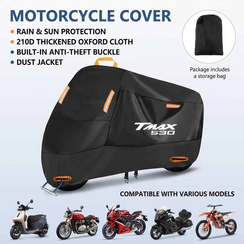 For YAMAHA T-MAX TMAX 530 T max 530 T-Max530 TMAX530 Motorcycle Cover 210D Oxford All Season Outdoor Waterproof Dust Debris