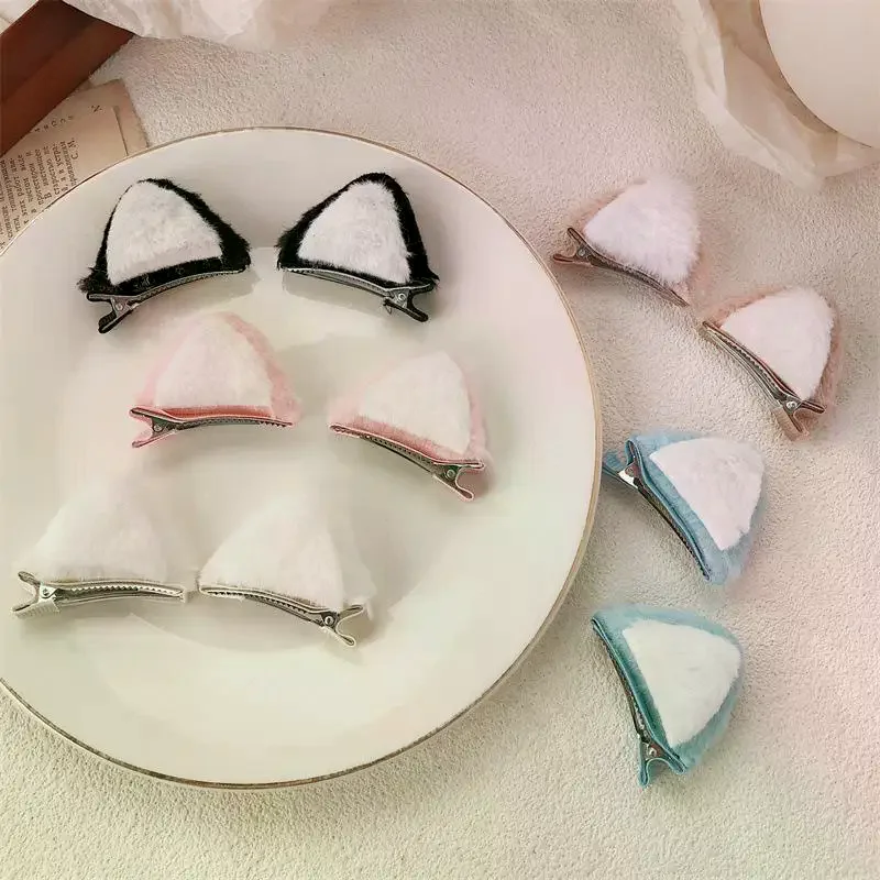 2PCS Cat Ears Steamed Cat Ear Shaped Bread Children Hair Clip Cute Cartoon Stereo Clip Little Girl Hair Accessory For Dail