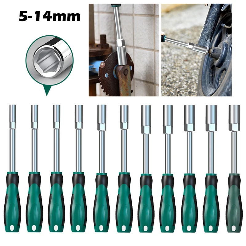 Chave de Fenda Hexagonal para Reparo Mecânico Automotivo Doméstico Soquete Multitamanho Chaves Driver de Porca Ferramentas Manuais de Bit Hexagonal 514 mm