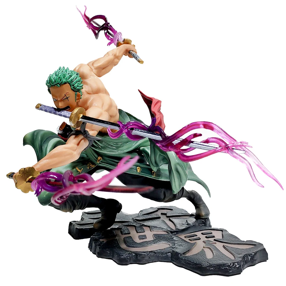 One Piece Action Figure Three-Knife Fighting Skill Roronoa Zoro Anime Model Decorations PVC Toy Gift
