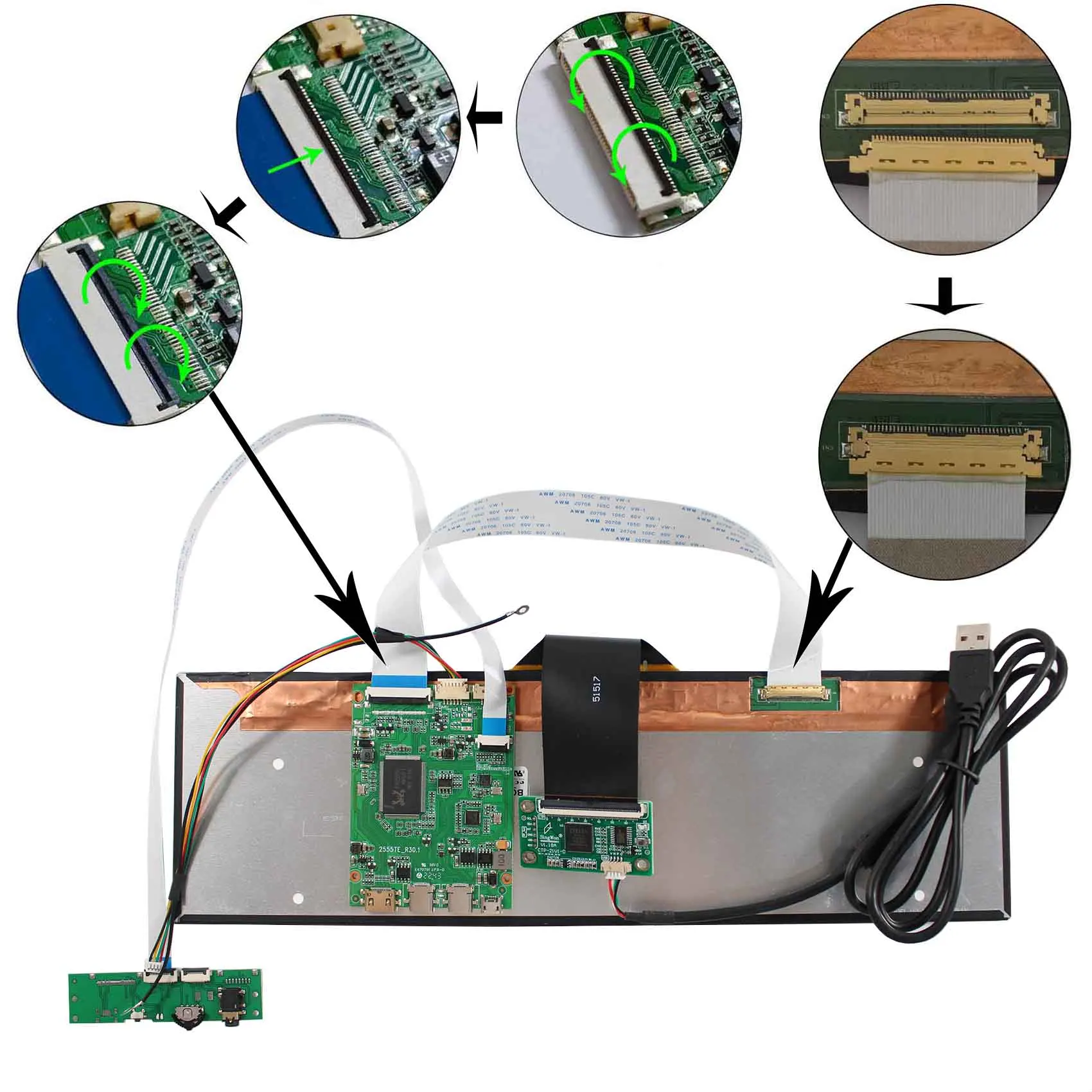 Плата USB TYPE C 12,6 дюйма NV126B5M-N41 1920X515 IPS сенсорный экран