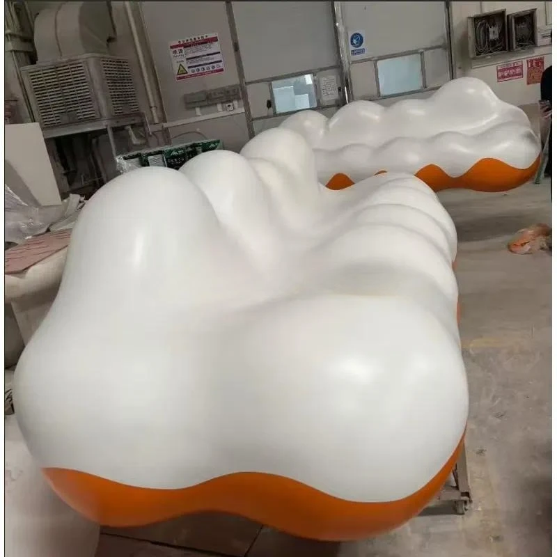 Modern Fiberglass Cloud Stool Decorative Seat for Shopping Mall Public Space Leisure Chair Contemporary Design Furniture