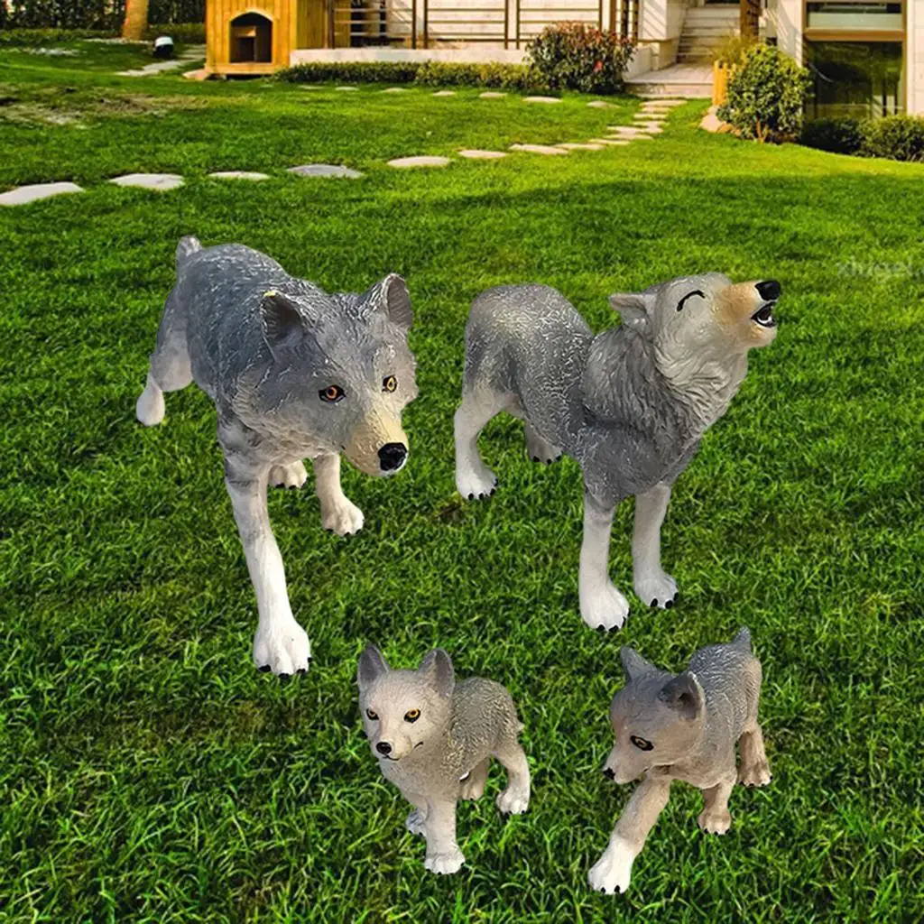 البلاستيك الذئب نماذج للحيوانات مصغرة الذئاب التماثيل هدية Playset #4