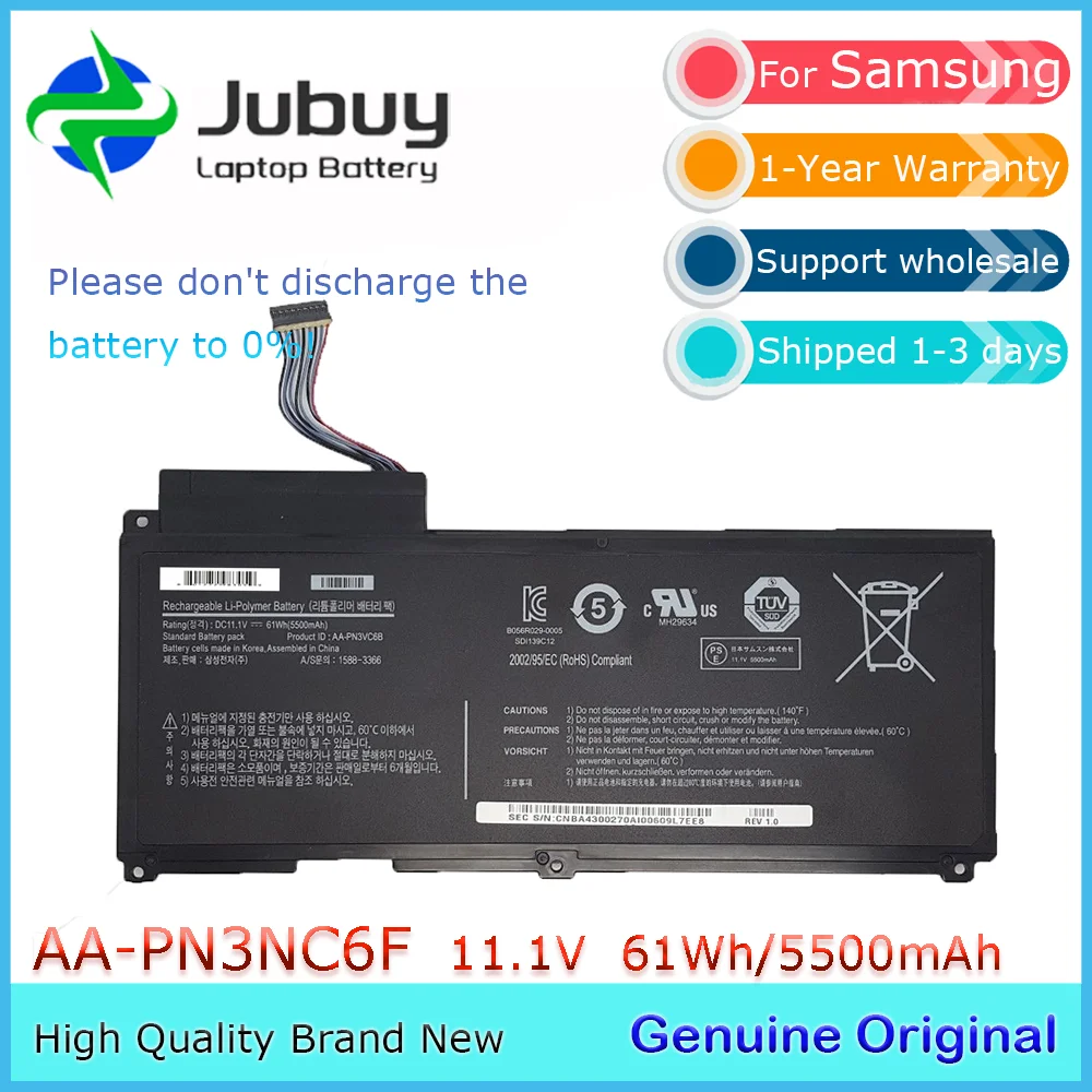 AA-PN3VC6B 11.1V 65Wh Original Laptop Battery for Samsung QX310 QX410 QX510 SF310 SF410 SF510 AA-PN3NC6F