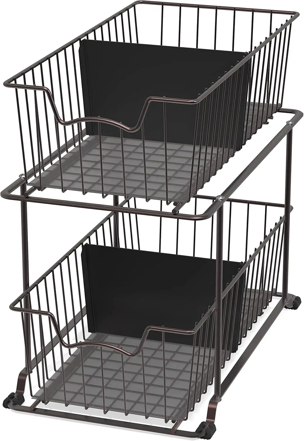 

SimpleHouseware 2 Tier Cabinet Wire Basket Drawer Organizer, Brown