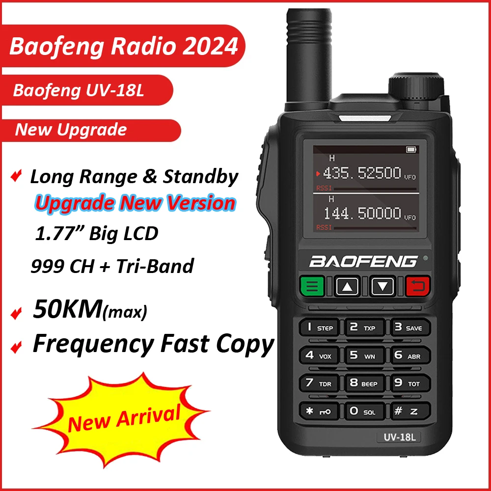 2024 Baofeng UV18L Walkie Talkie Long Range 50KM Tpye-c charging One click frequency matching FM outdoor Ham CB Radio Station