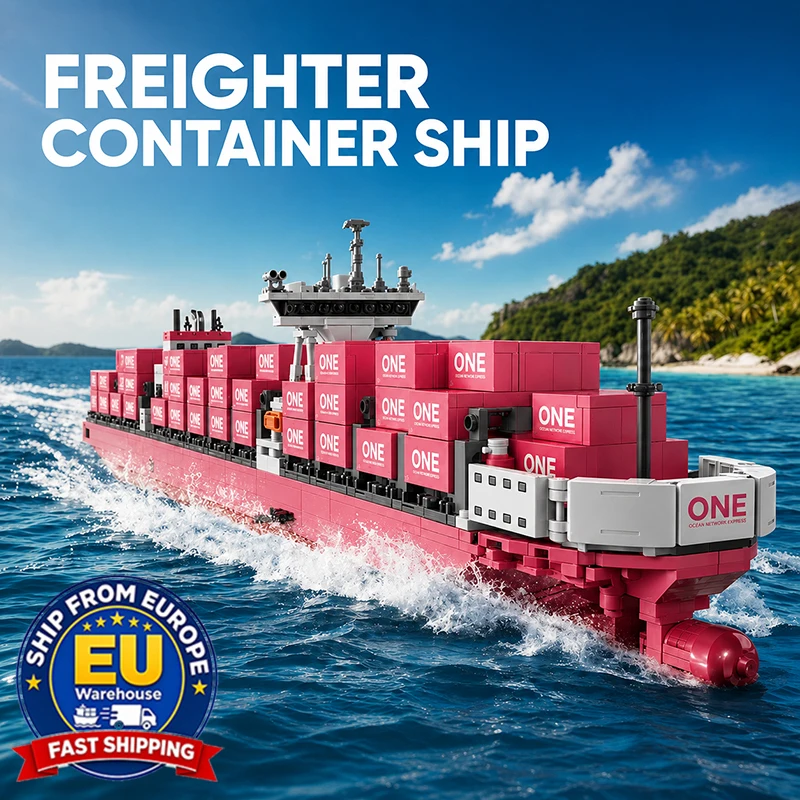 Image of DIY 3D Ziegel-Puzzle Rosa Frachtschiff Container-Boot Bausatz Modell-Schiffsmodelle MOC Bausteine Spielzeug DIY Modell Erwachsenen-Urlaubsgeschenke 1446 Teile