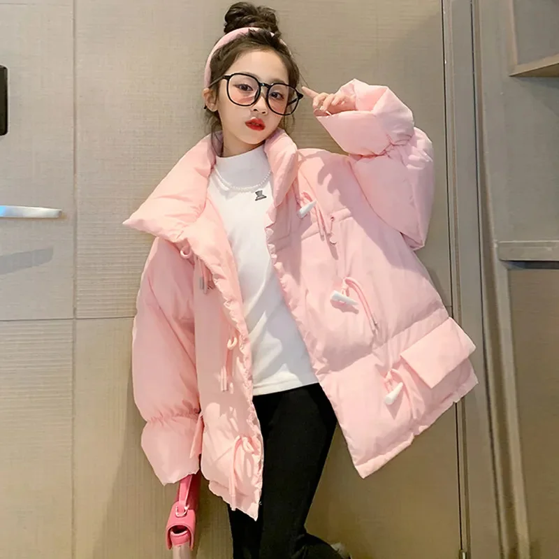 Girl Jacket Cotton Thick Winter Kids Loose Children Outerwear Clothing 5-14 Year Teenage Girls Parka Snowsuit TZ969