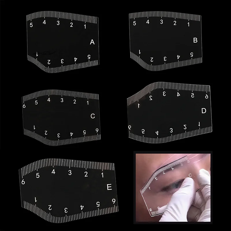 5Pcs Durable Portable Brow Shaping Stencil Instant Eyebrow Design Ruler Set - Drawing & Shaping Gift for Beauty Makeup Tools