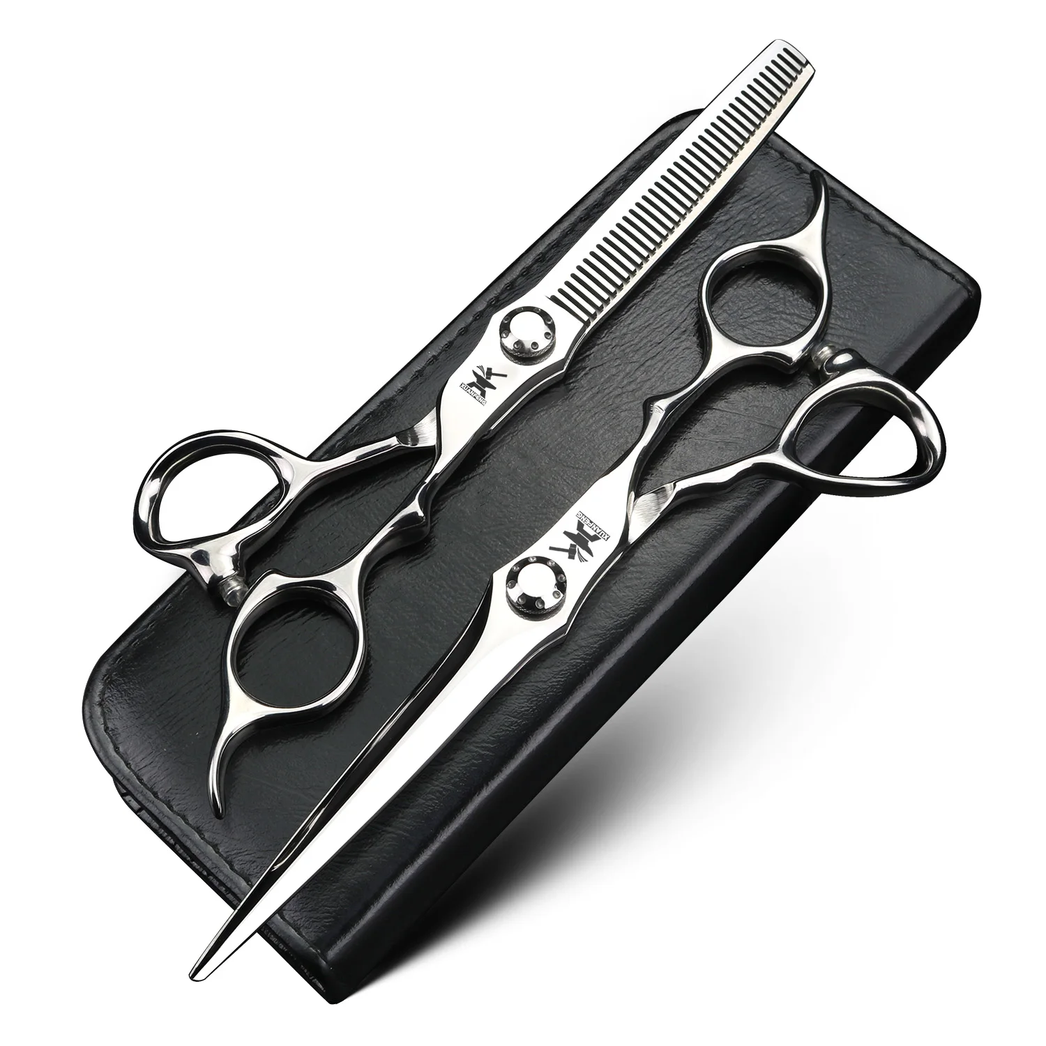 XUANFENG 6.5 inch silver hairdresser's scissors, hair salon styling tools, cutting scissors and thinning scissors