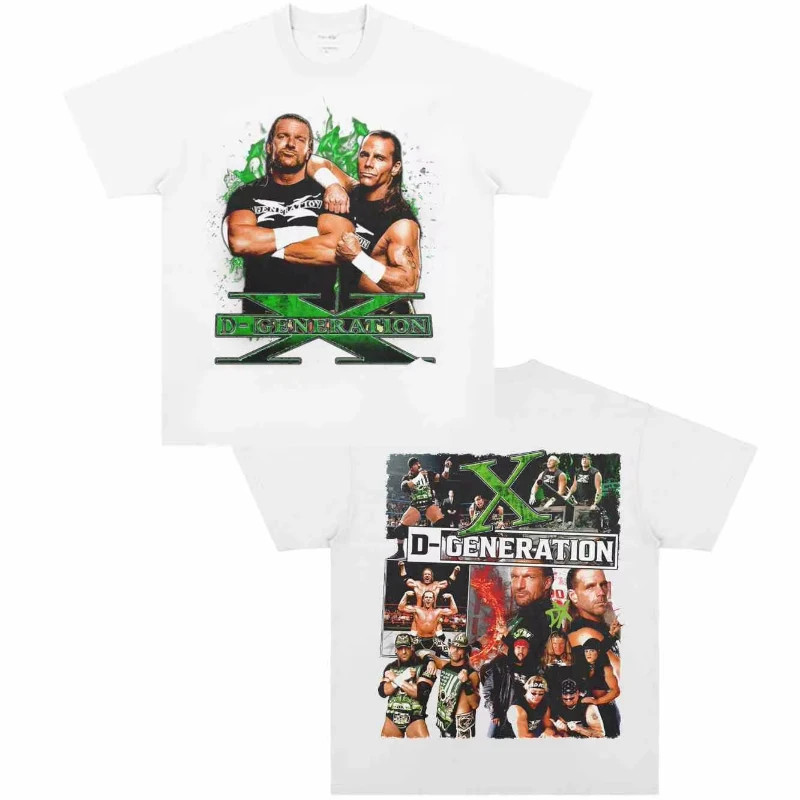 تي شيرت صيفي للرجال WCW Fallen Times Generation X Classic Wrestling مطبوع برقبة دائرية من القطن بأكمام قصيرة