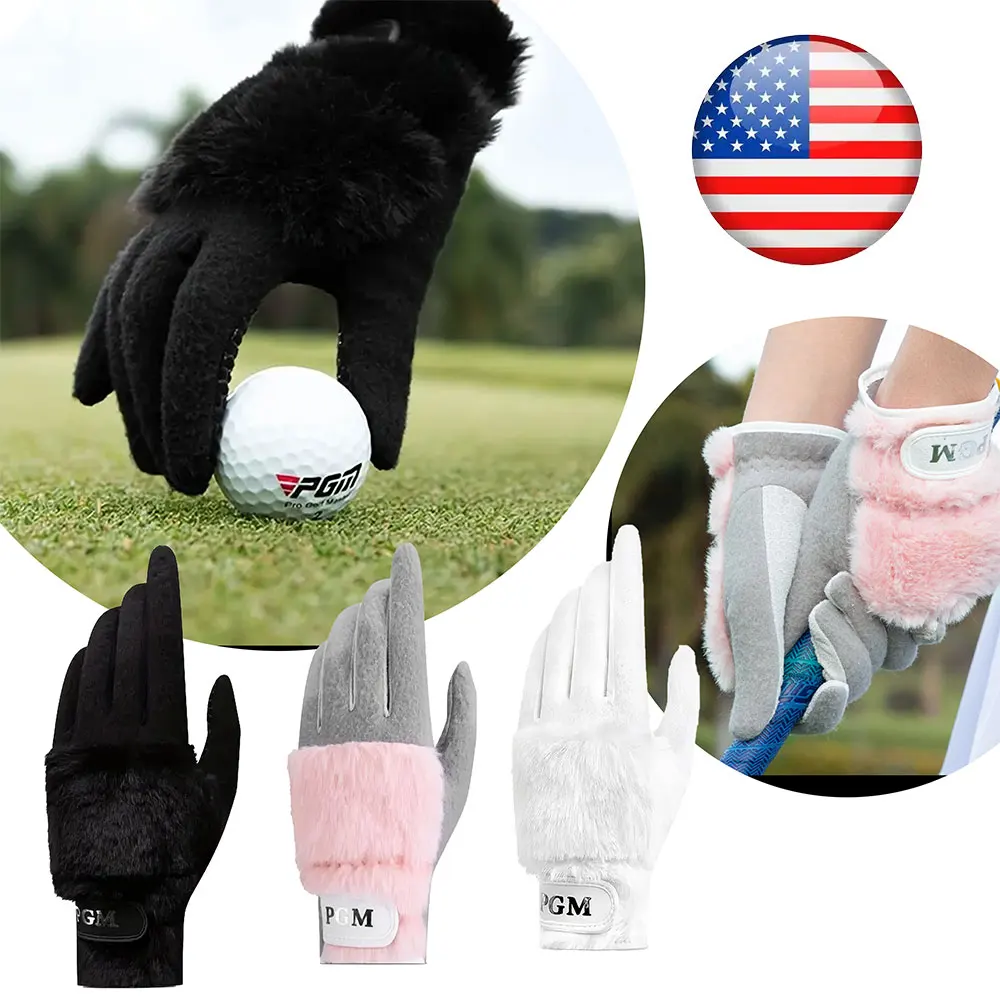 

Перчатки для гольфа из искусственного кроличьего меха, плюшевые, утолщенные, теплые, с противоскользящим покрытием, для использования на открытом воздухе в холодную погоду, для мужчин и женщин