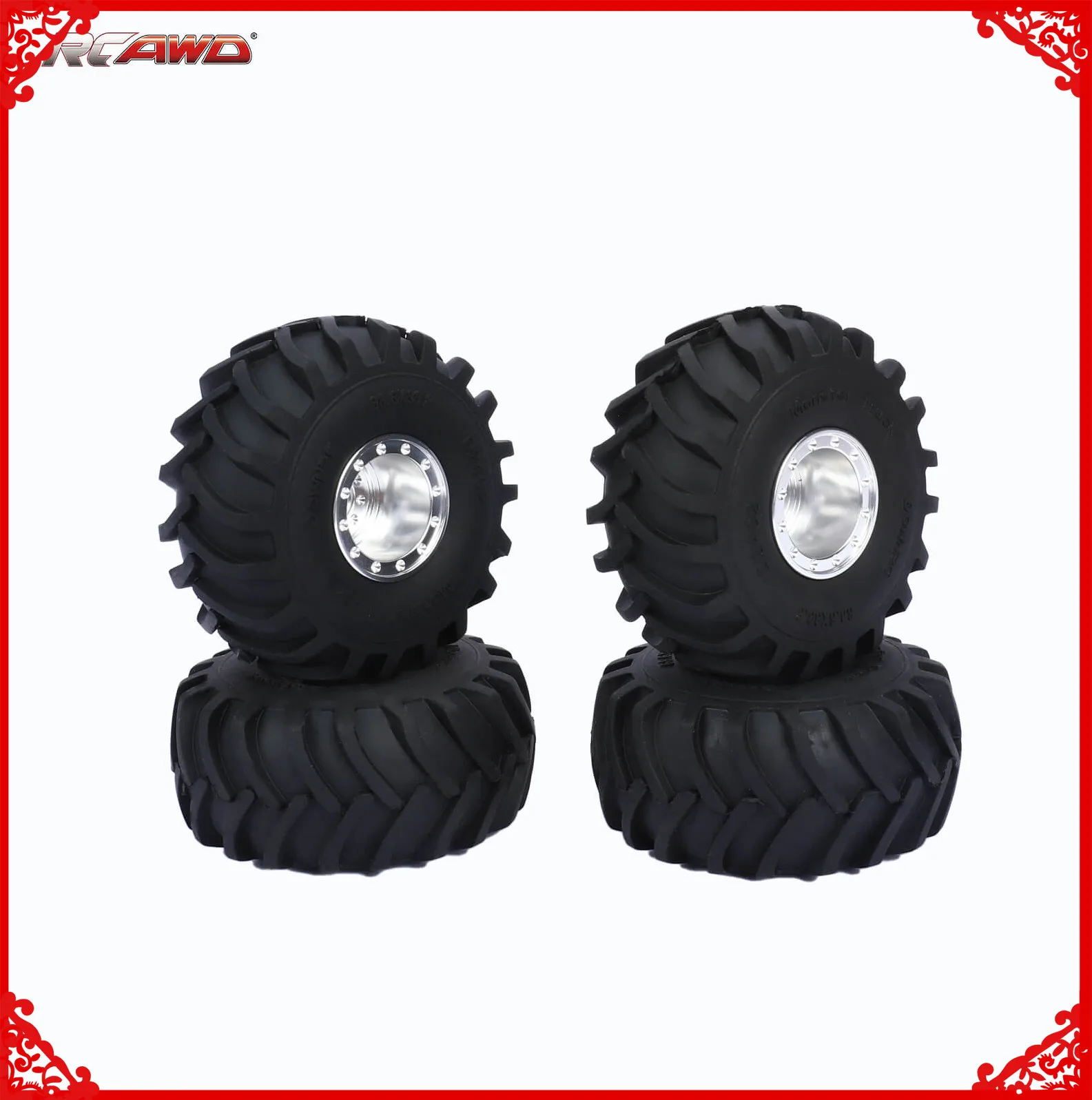 Alloy 4pcs 1.0 Metal  RC Wheel tire 68MM * 32MM H7 no glue needed for Axial 1/24 SCX24 crawlers upgrades parts