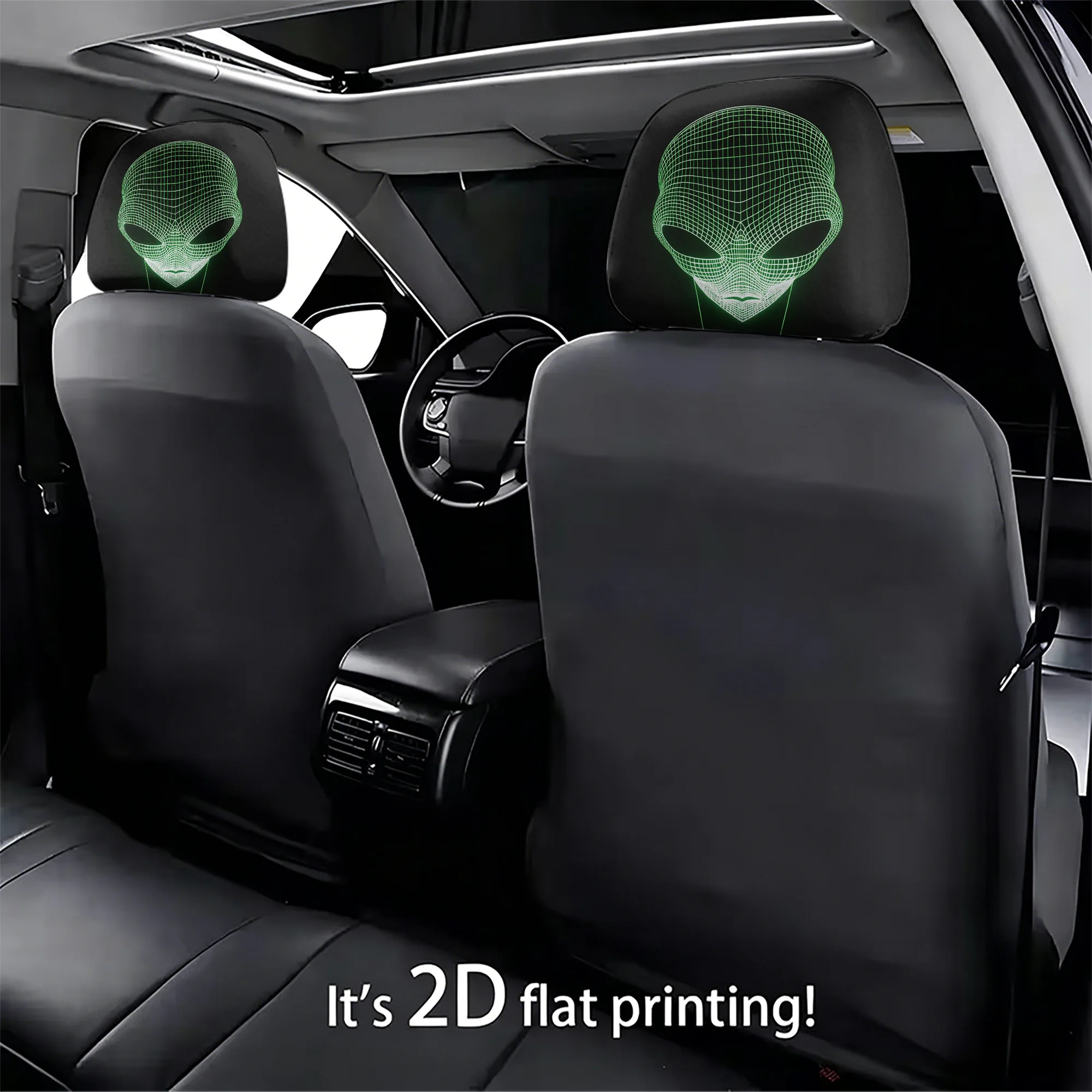 2pcs Alien Wireframe Car Headrest Covers, adding a sci-fi vibe to your car’s interior. Does not include filling. Easy to install
