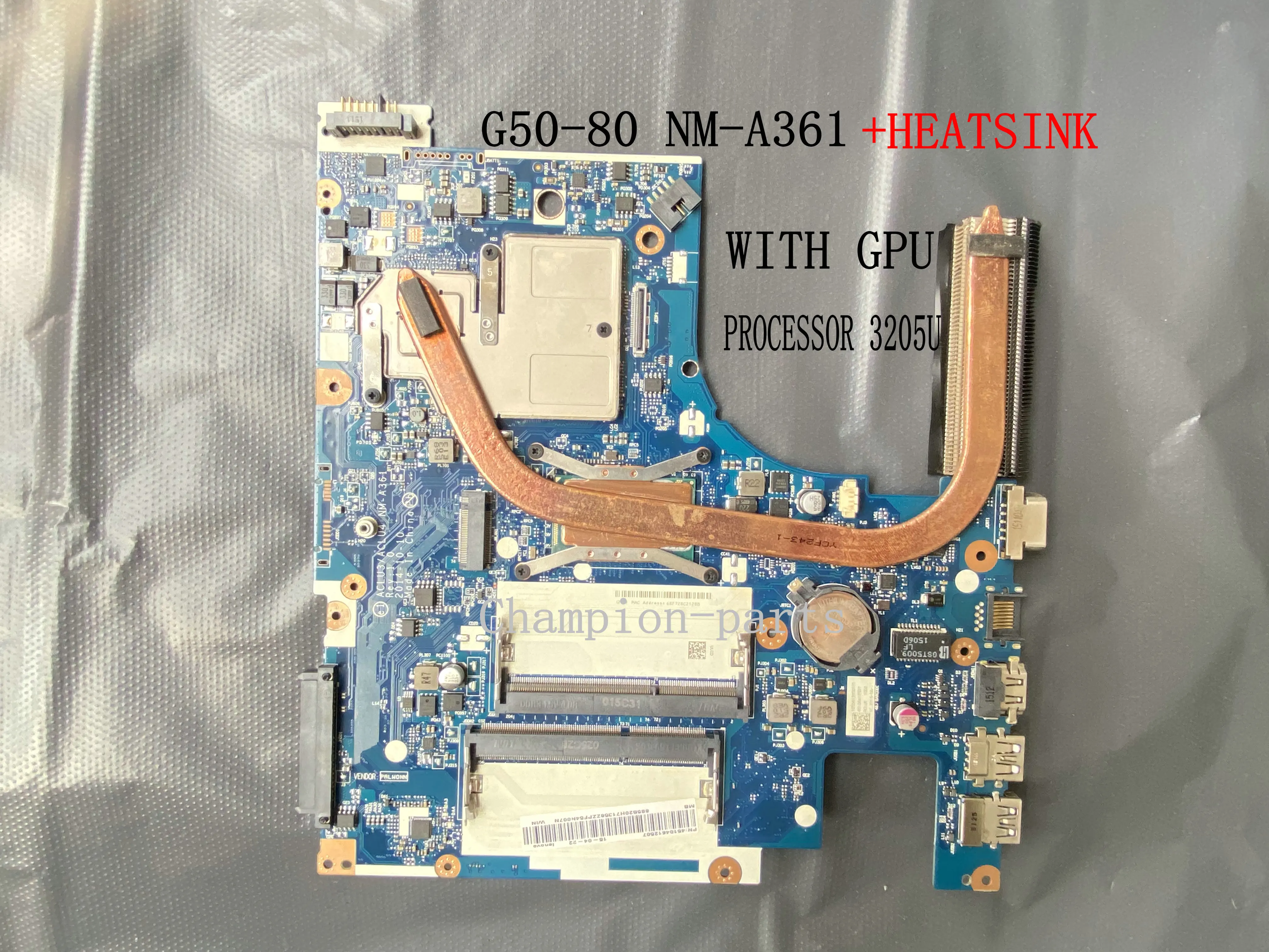 STOCK  ACLU3 / ACLU4 NM-A361 MAIN BOARD FOR LENOVO G50-80 LAPTOP MOTHERBOARD CPU 3205U /2957U +GPU +HEATSINK