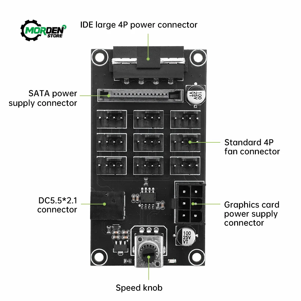 Custodia per Computer Controller di velocità della ventola del minatore Hub della ventola a 9 canali PWM Controller della ventola violento ad alta potenza alimentazione del regolatore di velocità della ventola