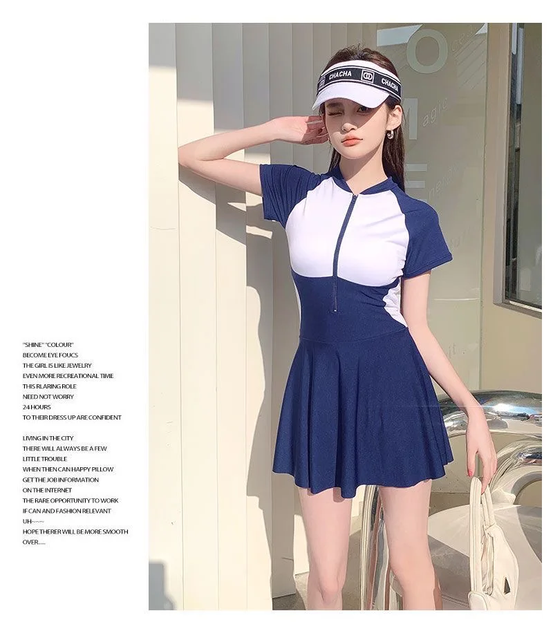 Swimsuit Women's One-Piece Professional Racing New Student Hot Spring Surfing Dress