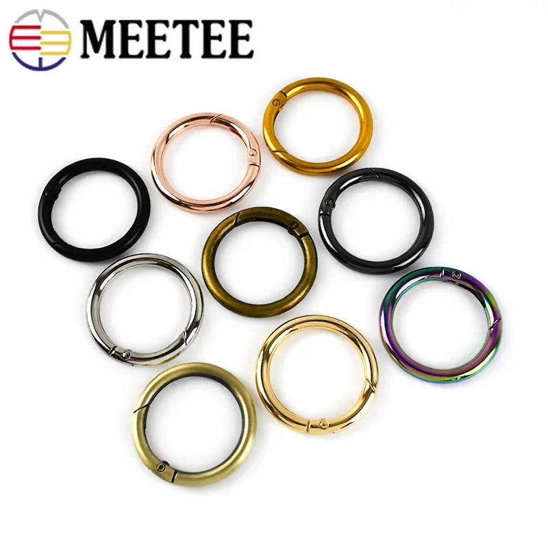 20pcs Meetee 10-50mm Metal Spring O Ring Openable Round Snap Hook for Bag Strap Keychain Pendant DIY Sewing Accessories