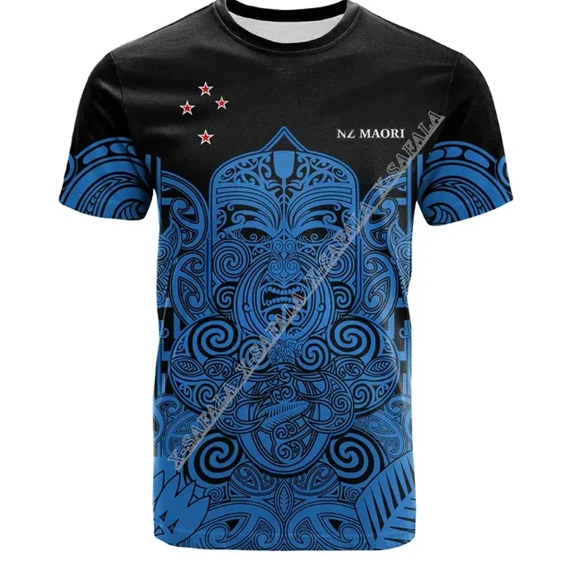 Camiseta holgada de manga corta para hombre, camisa deportiva con estampado 3D de Rugby de Nueva Zelanda, Top informal de cuello redondo, color