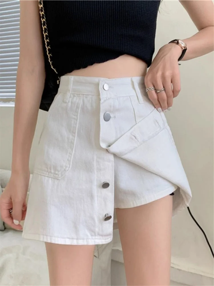 High Waist plus Size Denim ort Skirt Loose Fitting Conceal Meat Versatile A-Line Pants Skirt Korean Sle Commute