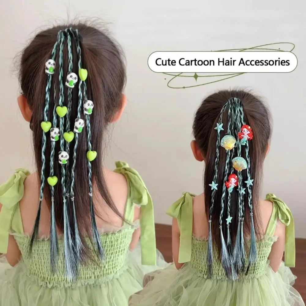 Fashion Cute Hair Rope Wig Braids Cartoon Panda Hair Accessories Lovely Twist Braid Rubber Bands for Girls