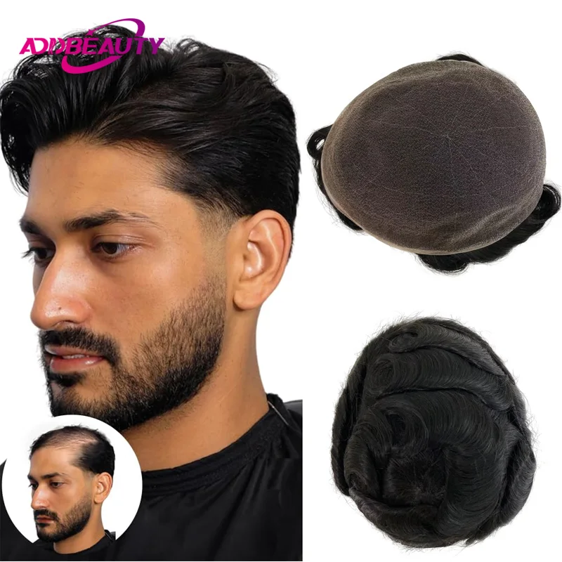 

HD Full Lace Men's Capillary Prothesis Skinlike Hd Lace Indian Human Hair Wigs Men Toupee Human Hair Bleached Knots Hairpiece