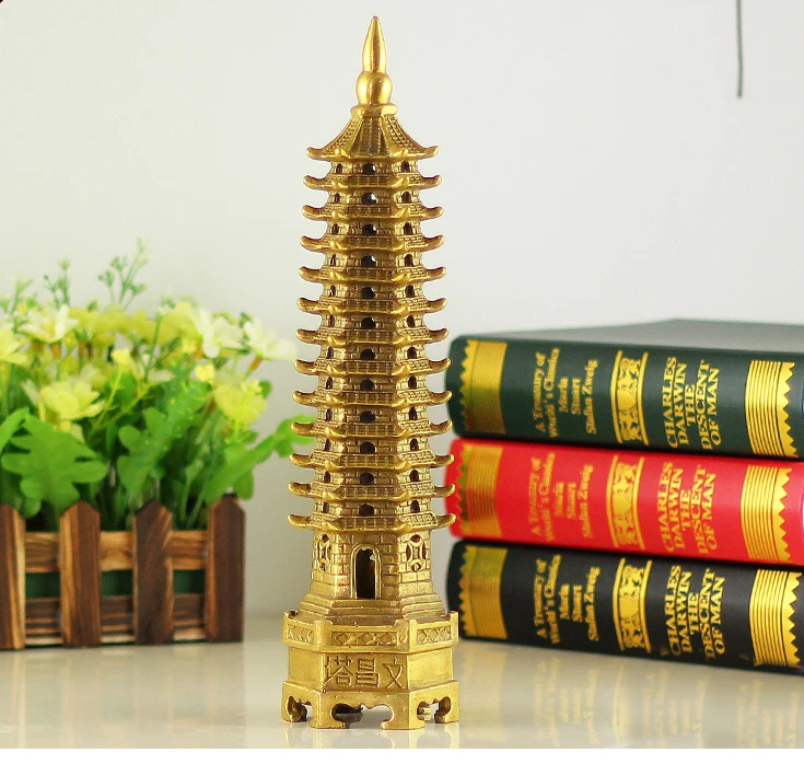 

office home protective-efficacious Talisman House Protection Money Drawing 30 CM TALL 13 floor pagoda Brass statue