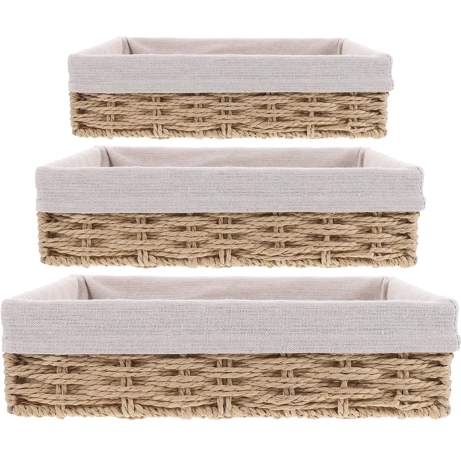 

Retro Rope Woven Storage Baskets Set of 3 Beige Paper Rope ganizer Desk Home Decor Bedroom Living Room Storage Box