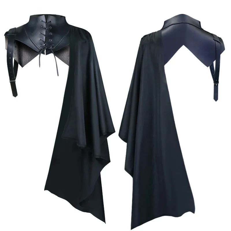 Mens Assassin Costume Pirate Cosplay Medieval Armor Shawl Cape Gothic SteamPunk Warrior Hooded Cloak Cape