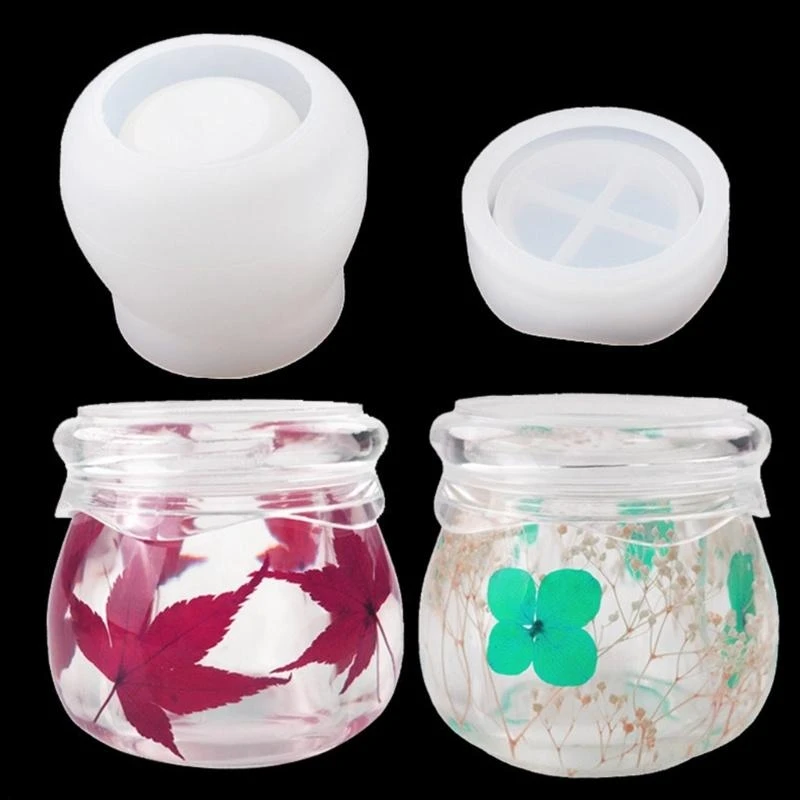 J78F Silicone Bottle Resin Molds with Lids,Storage Container Epoxy Casting Molds