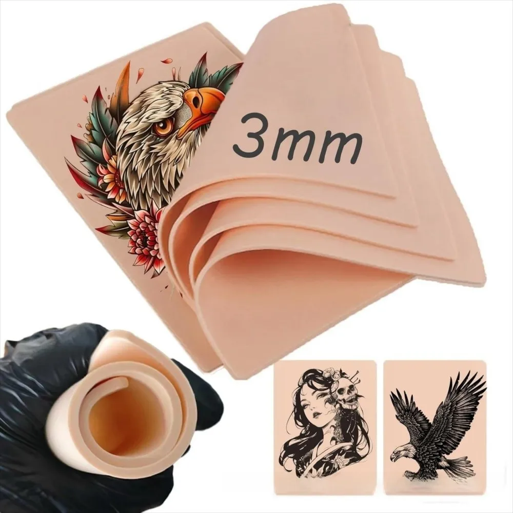 

Soft 3MM Thick Tattoo Practice Skin Blank Double Sides Fake Skin Big Size Silicone Training Tattoo Skin For Permanent Makeup