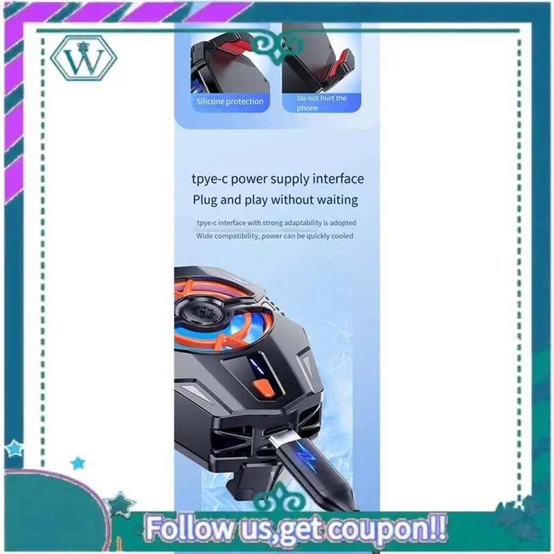 

Magnetic Cellphone Radiator Mobile Phone Cooler, Phone Cooling Fan With Semi-Conductor Cooling Chip, For Mobile Gaming, Durable